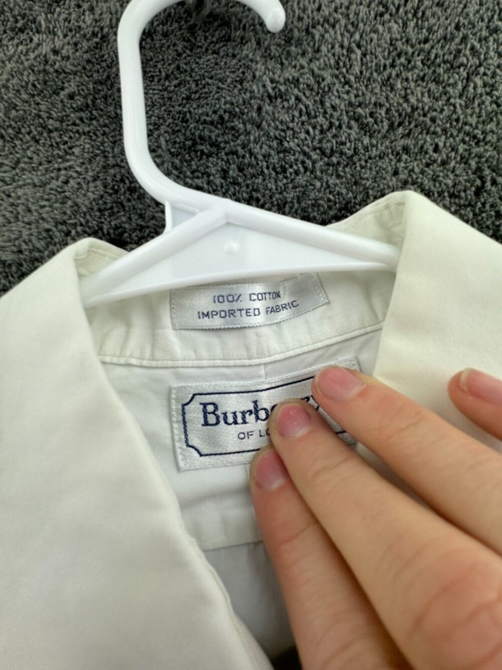 Burberry London Long Sleeve White Button Up Shirt 16 34 USA Made Cotton Adult - Picture 9 of 14